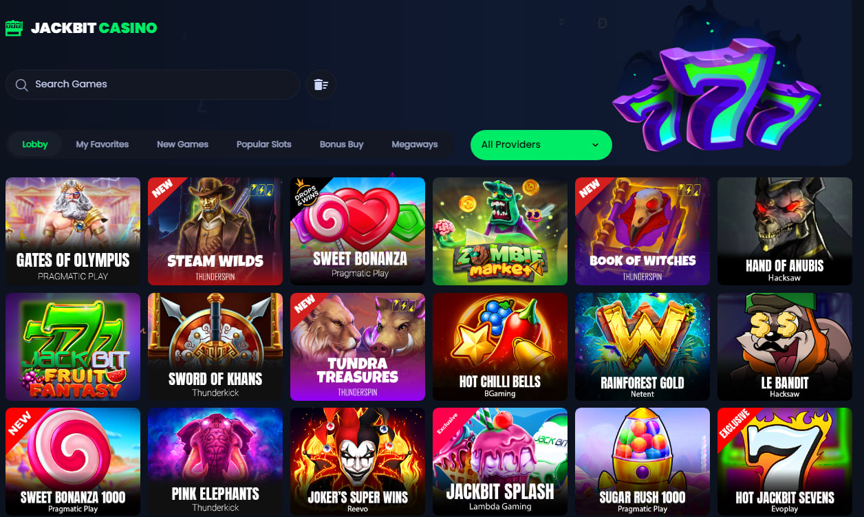 Jackbit casino games