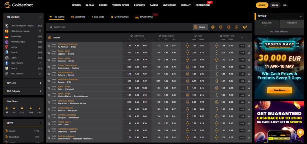 Goldenbet betting section