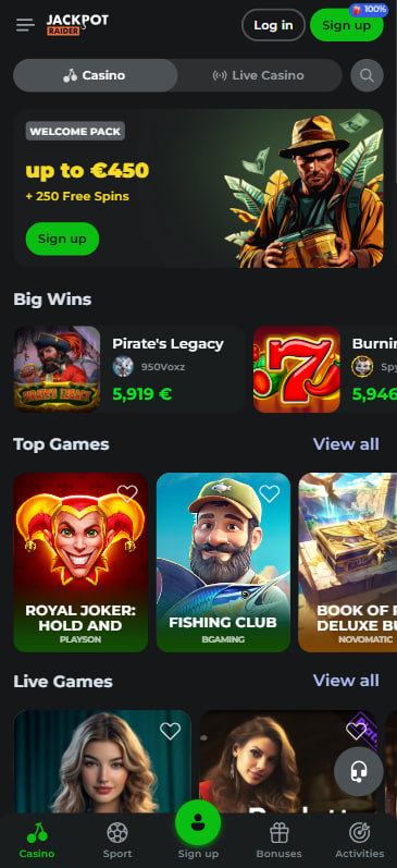 Jackpot Raider casino mobile