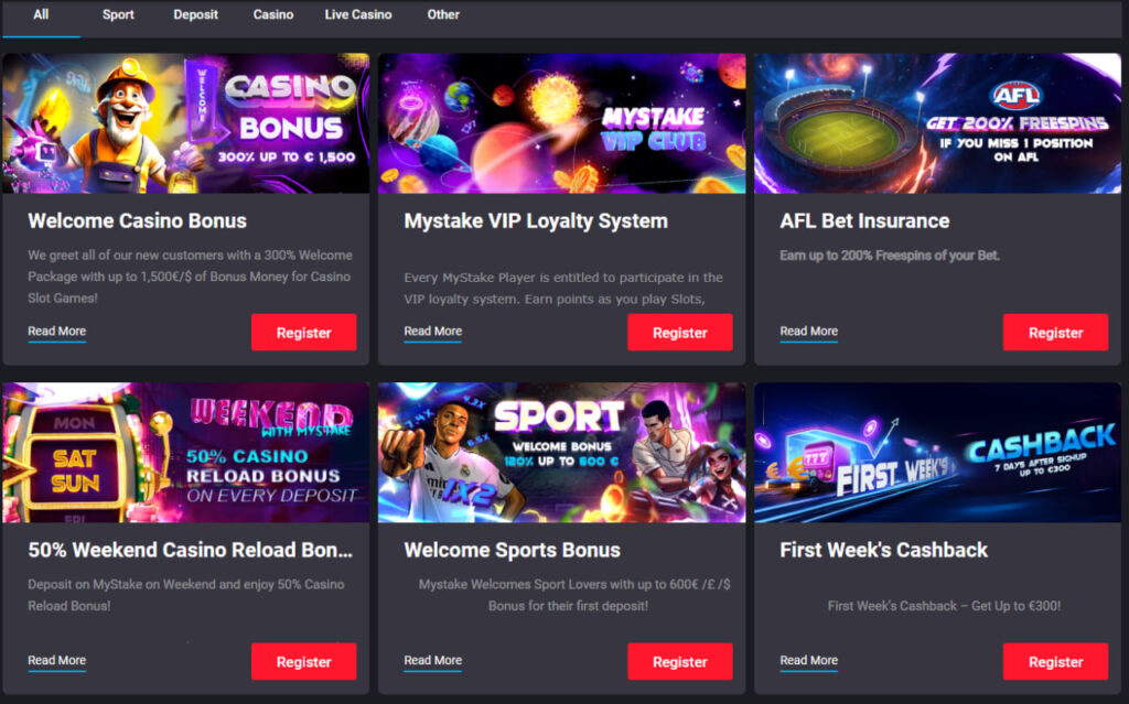 Bonuses at MyStake Casino