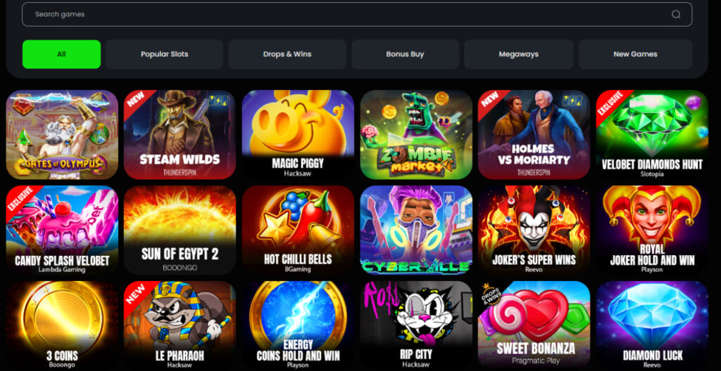 Velobet casino games
